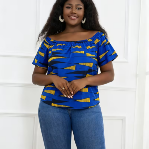 Women's Kente-Style Ankara Geometric Print Blouse